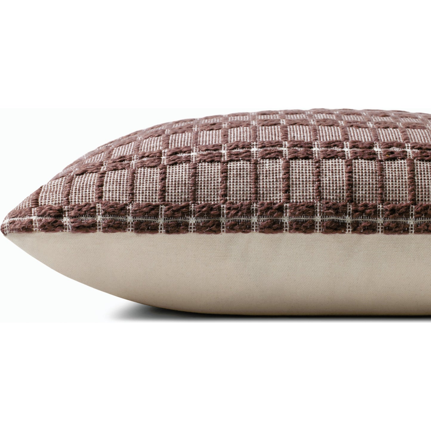 002 SI-2159830,SI-2159831 | Closeup | PCJ0019 Pillow by Chris Loves Julia x Loloi in burgundy. Made from cotton, rayon in a modern style.