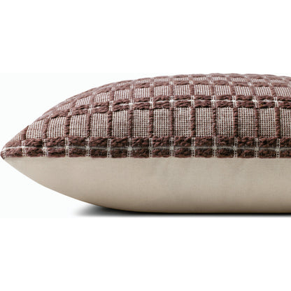PCJ0019 Pillow by Chris Loves Julia x Loloi in burgundy. Made from cotton, rayon in a modern style.