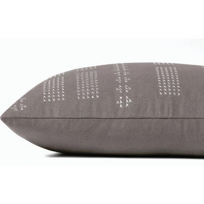 PJS0007 Pillow by Jean Stoffer x Loloi in grey. Made from 100% cotton in a modern style.