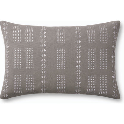 PJS0007 Pillow by Jean Stoffer x Loloi in grey. Made from 100% cotton in a modern style.