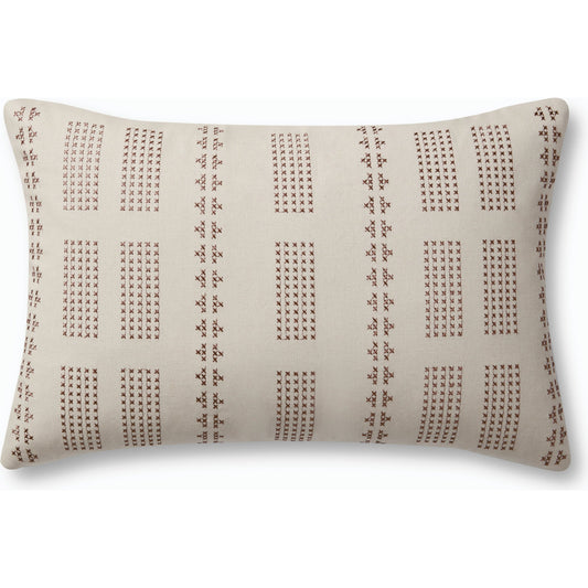 PJS0008 Pillow by Jean Stoffer x Loloi in natural. Made from 100% cotton in a modern style.