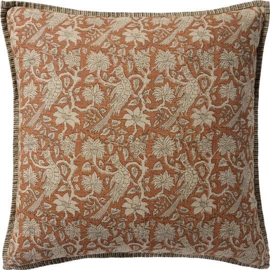 PLL0166 Pillow by Loloi in rust. Made from 100% linen in a traditional style.