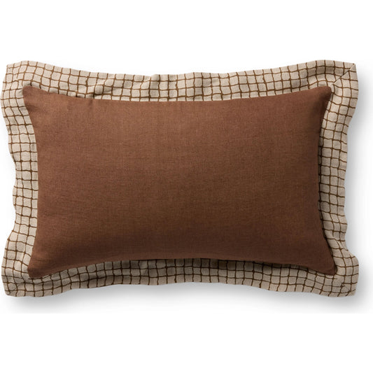 PLL0196 Pillow by Loloi in brown. Made from 100% linen in a unique style.