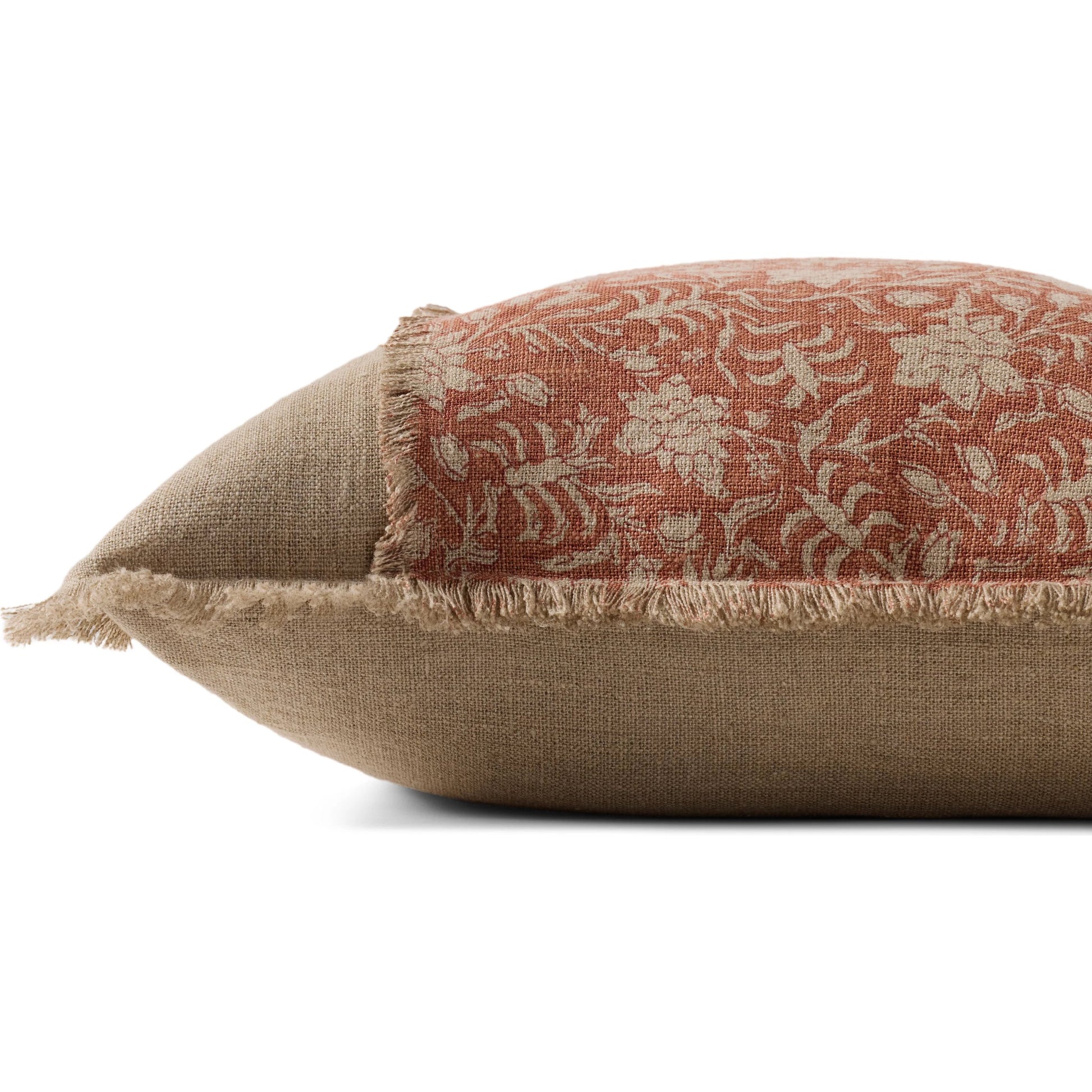 PLL0203 Pillow by Loloi in orange, natural. Made from 100% linen in a traditional style.