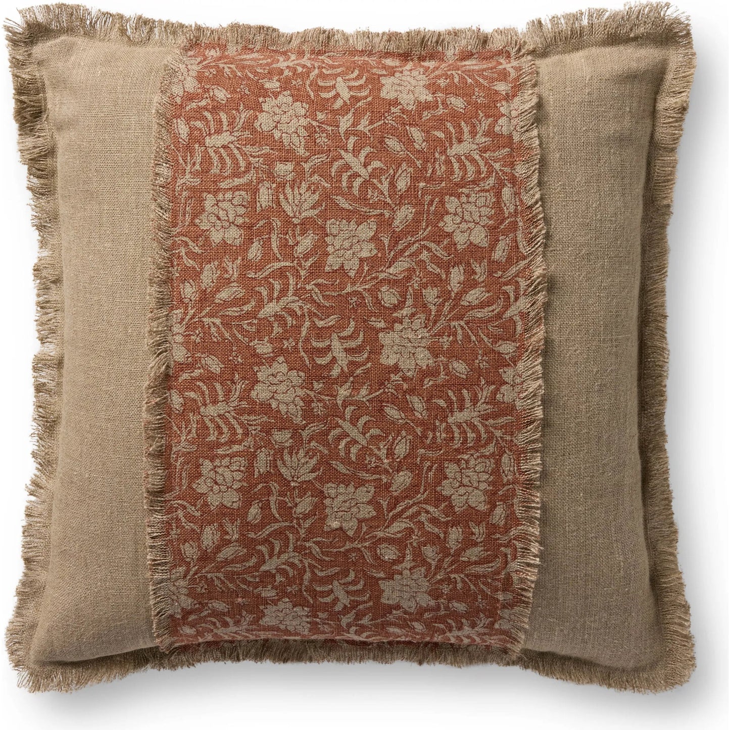 001 SI-2377778,SI-2377779 | Primary Silo | PLL0203 Pillow by Loloi in orange, natural. Made from 100% linen in a traditional style.