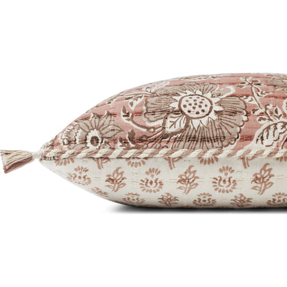 PLL0112 Pillow by Loloi in rose, ivory. Made from 100% cotton in a modern style.