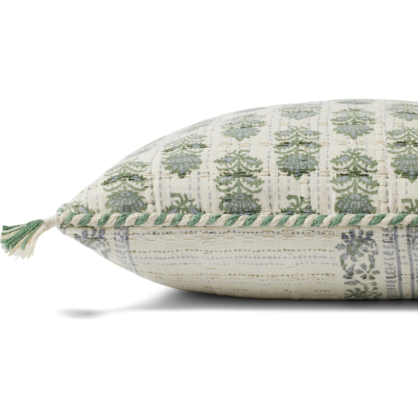 003 SI-2156851,SI-2156852 | Closeup | PLL0113 Pillow by Loloi in sage, ivory. Made from 100% cotton in a modern style.
