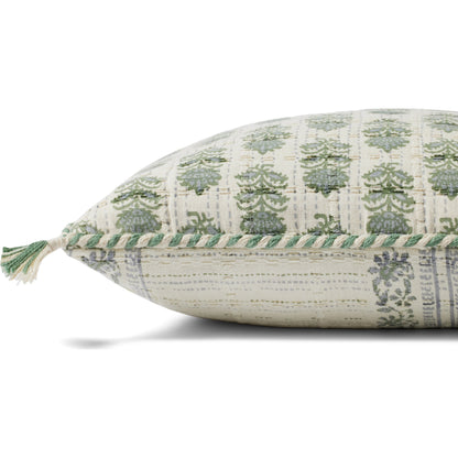 PLL0113 Pillow by Loloi in sage, ivory. Made from 100% cotton in a modern style.