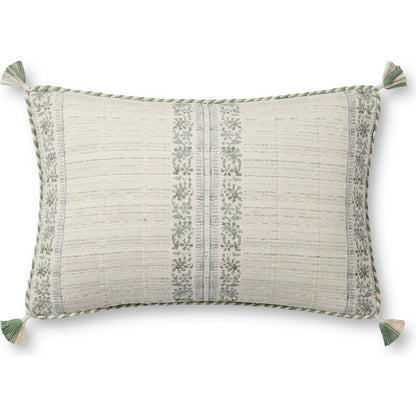 PLL0113 Pillow by Loloi in sage, ivory. Made from 100% cotton in a modern style.