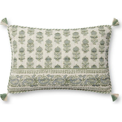PLL0113 Pillow by Loloi in sage, ivory. Made from 100% cotton in a modern style.