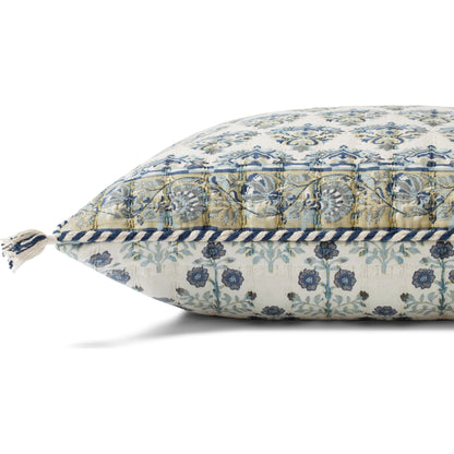 PLL0114 Pillow by Loloi in blue, multi. Made from 100% cotton in a modern style.