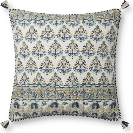 PLL0114 Pillow by Loloi in blue, multi. Made from 100% cotton in a modern style.