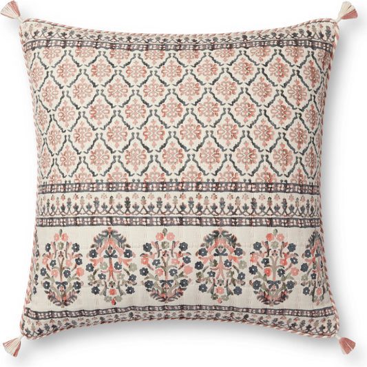 PLL0115 Pillow by Loloi in pink, multi. Made from 100% cotton in a modern style.