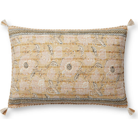 PLL0116 Pillow by Loloi in wheat, multi. Made from 100% cotton in a modern style.