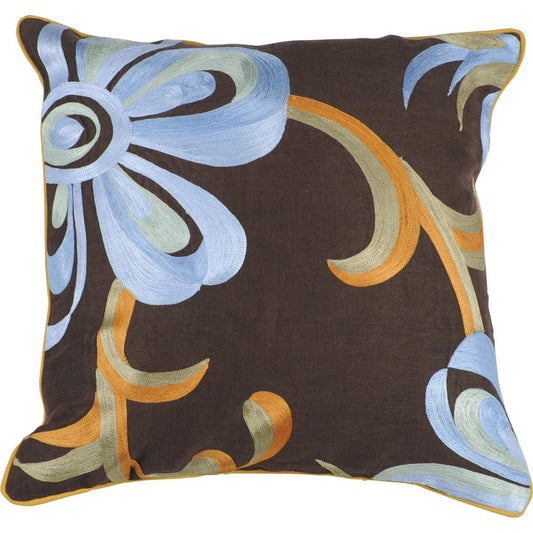 P-0201 by Surya in chocolate, sky blue, slate, sea foam, burnt orange, moss. Made from unique in a traditional style.