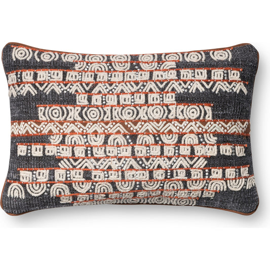 Everly Pillow by Loloi in blue, rust. Made from cotton, polyester in a eclectic & global style.