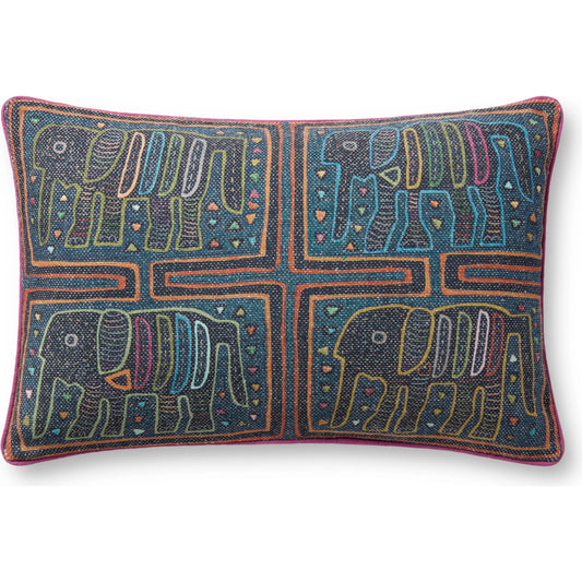 PLL0105 Pillow by Loloi in lagoon, multi. Made from polyester / cotton in a modern style.