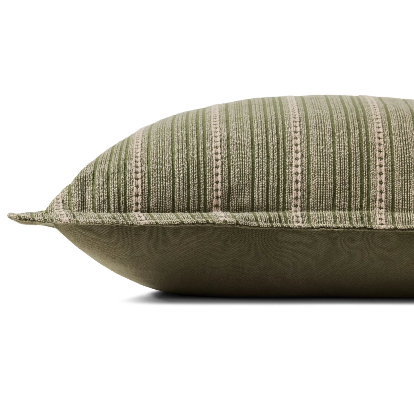 002 SI-2352045,SI-2352048 | Closeup | PCJ0023 Green Pillow by Chris Loves Julia x Loloi in green, natural. Made from 100% cotton in a modern style.