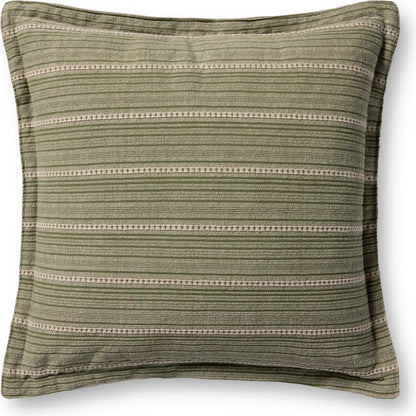 PCJ0023 Green Pillow by Chris Loves Julia x Loloi in green, natural. Made from 100% cotton in a modern style.