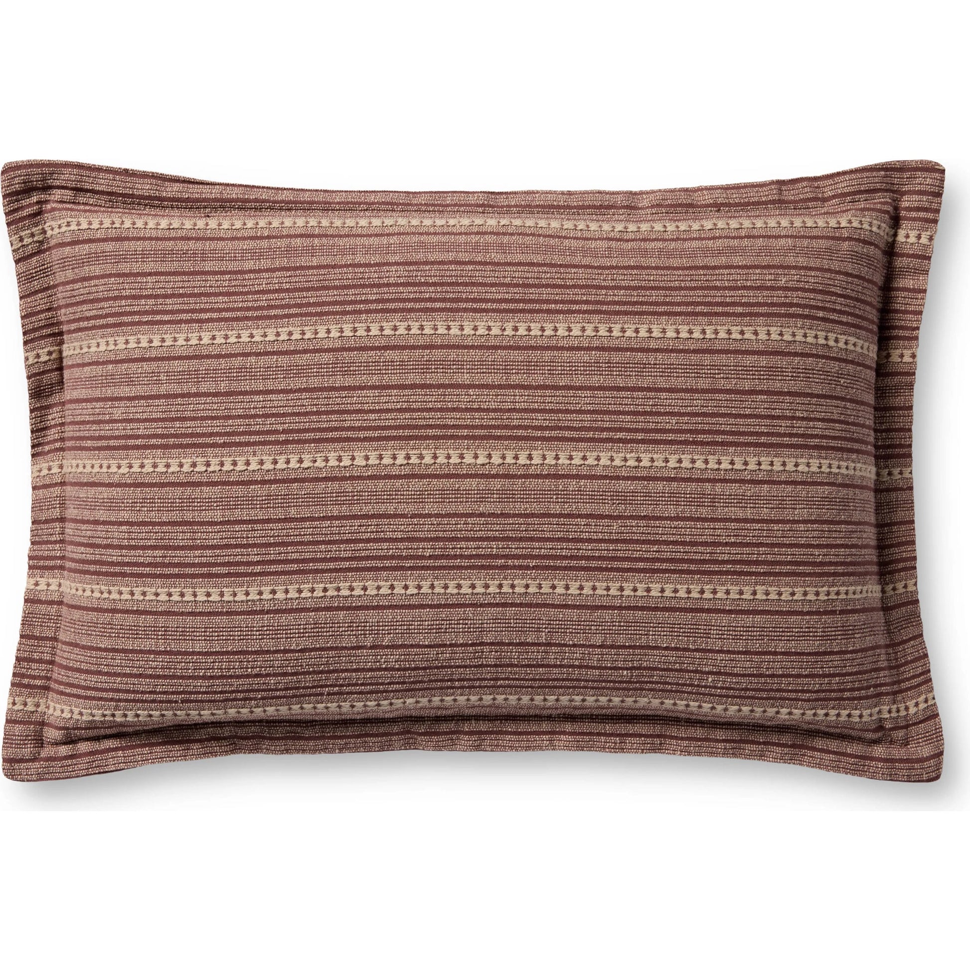 PCJ0023 Wine Pillow by Chris Loves Julia x Loloi in wine, natural. Made from 100% cotton in a modern style.