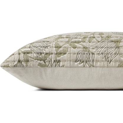 PJS0023 Pillow by Jean Stoffer x Loloi in natural, sage. Made from 100% cotton in a traditional style.