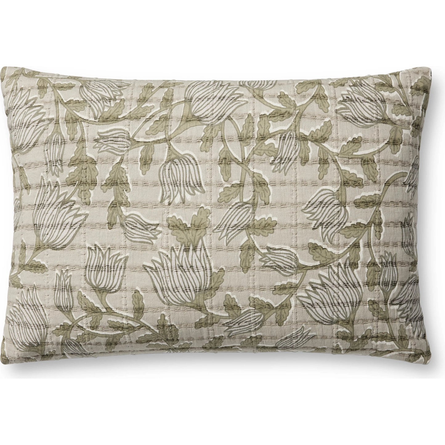 001 SI-2352108,SI-2352109 | Primary Silo | PJS0023 Pillow by Jean Stoffer x Loloi in natural, sage. Made from 100% cotton in a traditional style.