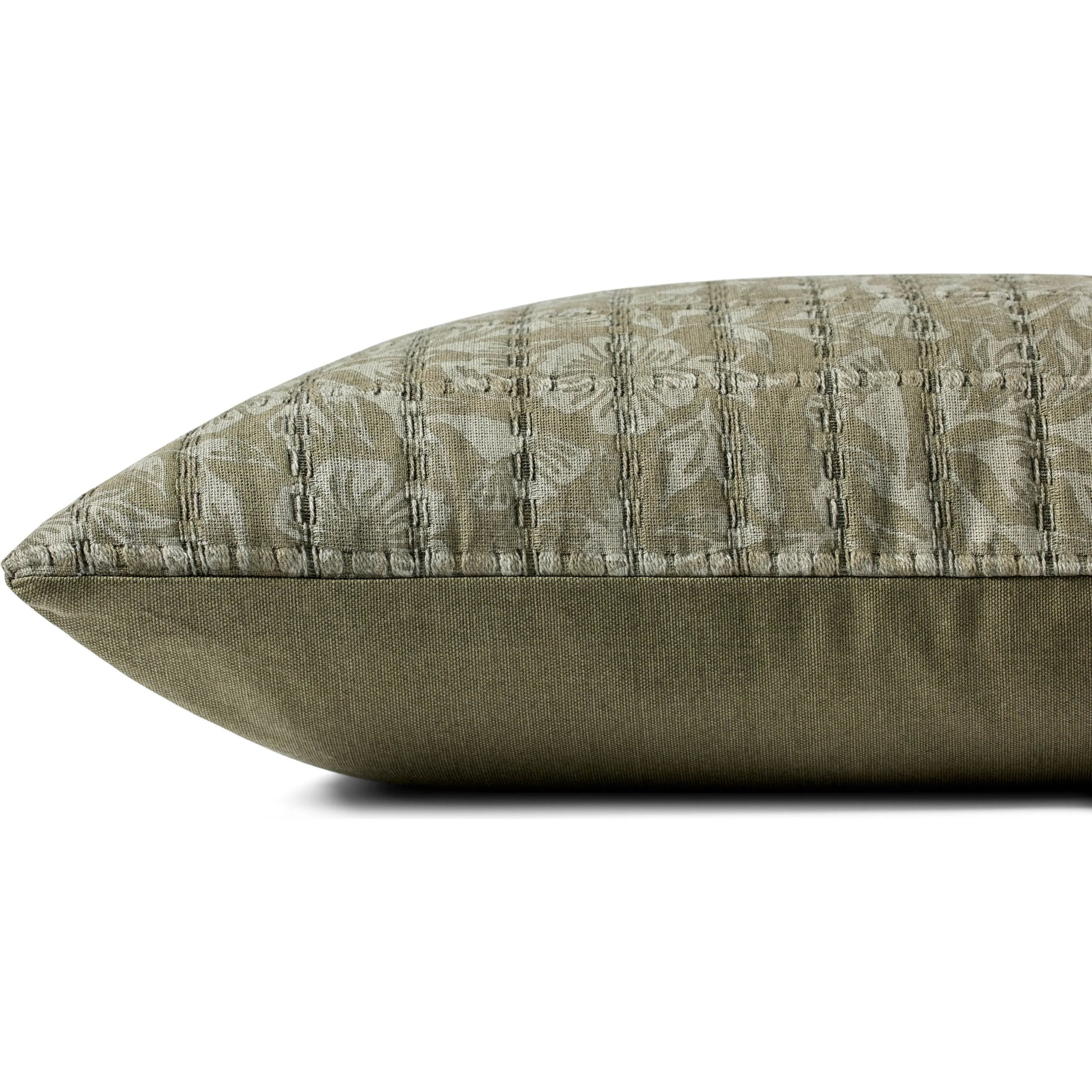 PJS0024 Pillow by Jean Stoffer x Loloi in green, grey. Made from 100% cotton in a traditional style.