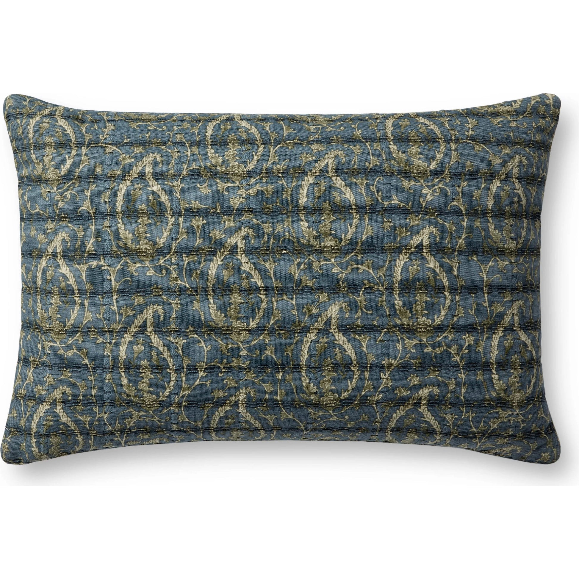 PJS0025 Pillow by Jean Stoffer x Loloi in blue, green. Made from 100% cotton in a traditional style.