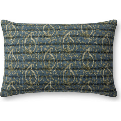 PJS0025 Pillow by Jean Stoffer x Loloi in blue, green. Made from 100% cotton in a traditional style.