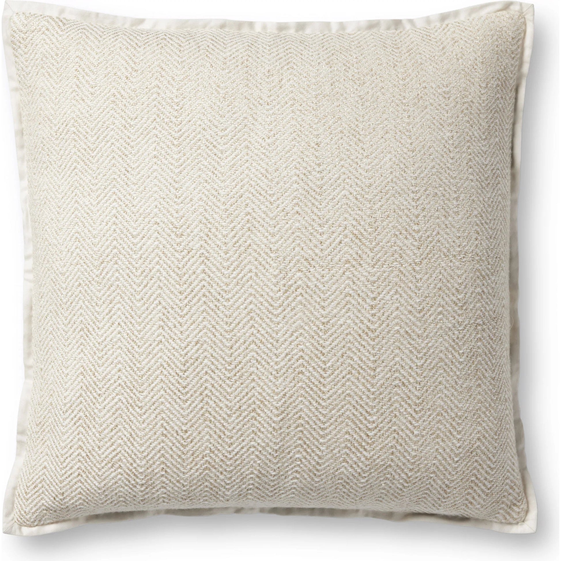 PJS0018 Ivory Pillow by Jean Stoffer x Loloi in ivory. Made from cotton, rayon in a transitional style.
