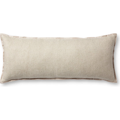 PJS0018 Oatmeal Pillow by Jean Stoffer x Loloi in oatmeal. Made from cotton, rayon in a transitional style.
