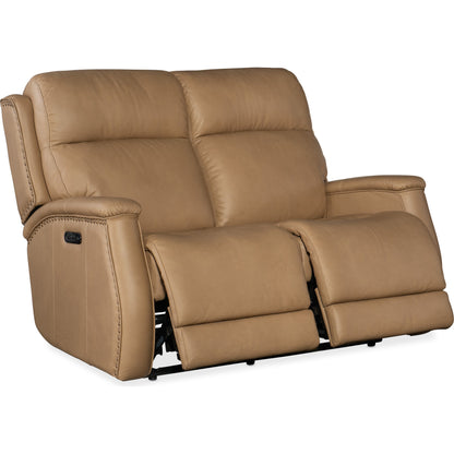 Rhea Zero Gravity Power Loveseat by Hooker Furniture. Made from leather in a traditional style.