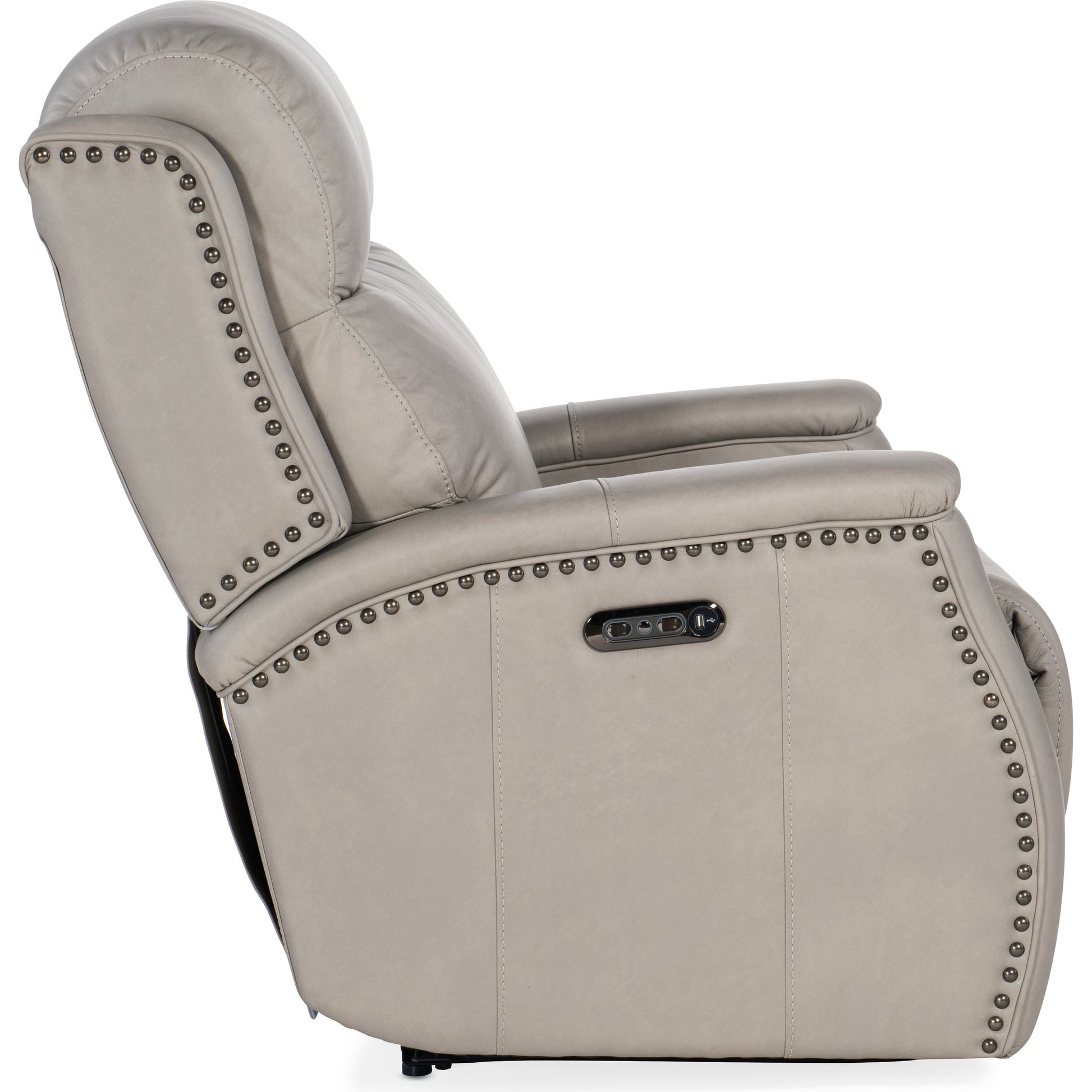 Rhea Zero Gravity Power Recliner by Hooker Furniture in sahara ash. Made from leather in a traditional style.