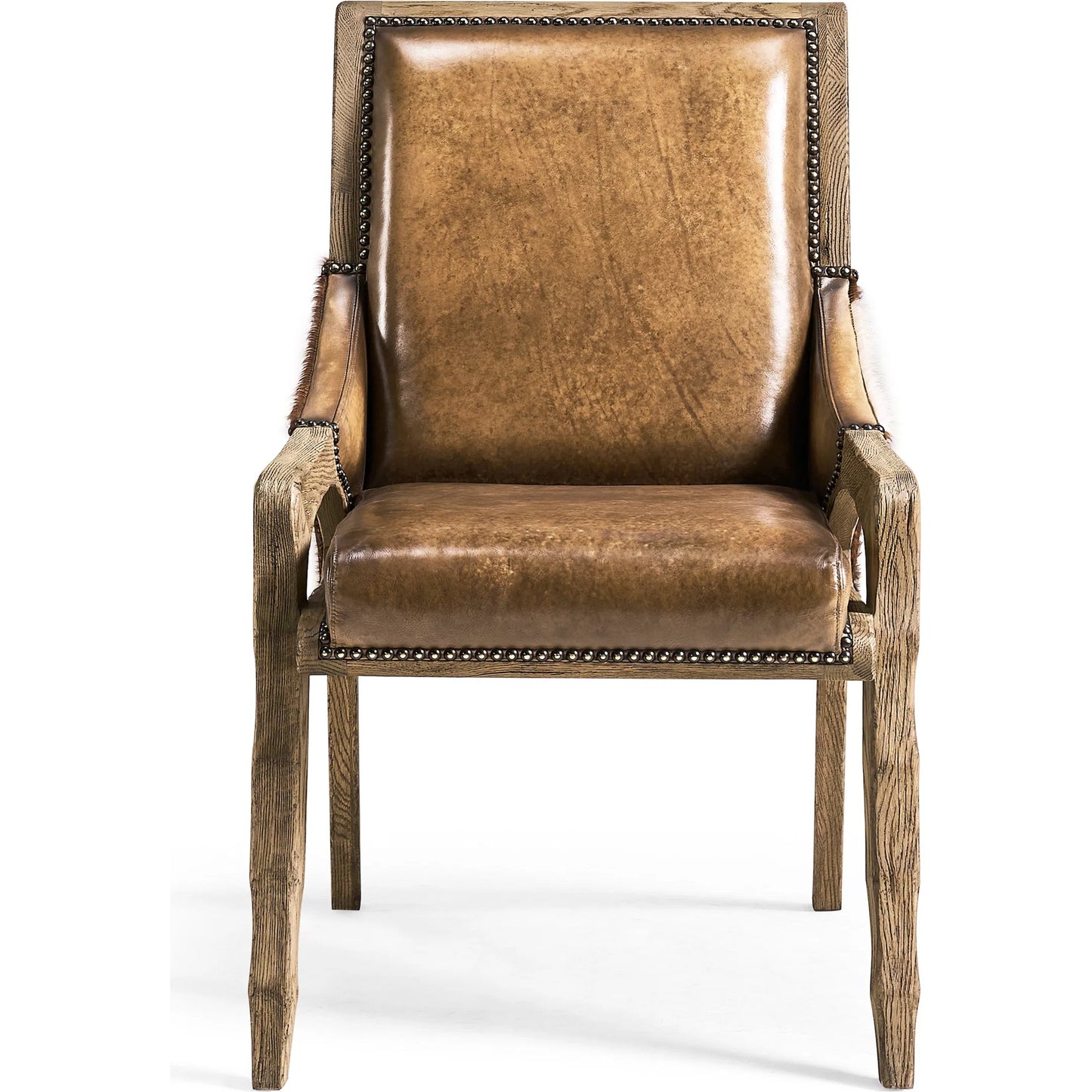 002 SI-2462587 | Additional Silo | Echo Canyon Leather & Hide Side Chair (Set of 2) by Jonathan Charles in faded oak. Made from oak in a traditional style.