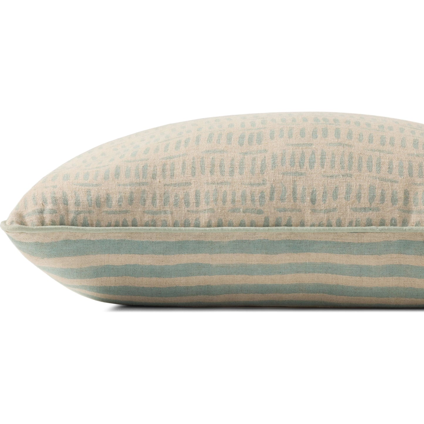002 SI-2536439,SI-2536440 | Closeup | PLL0162 Pillow by Loloi in light blue. Made from linen, cotton in a transitional style.