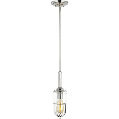 Urban Renewal Closed Cage Pendant by Generation Lighting in polished nickel. Made from steel in a modern style.