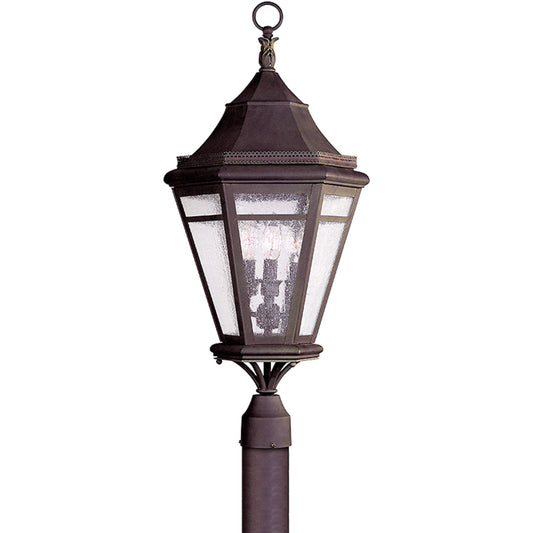 Morgan Hill Post Light by Troy in natural rust. Made from solid brass in a unique style.