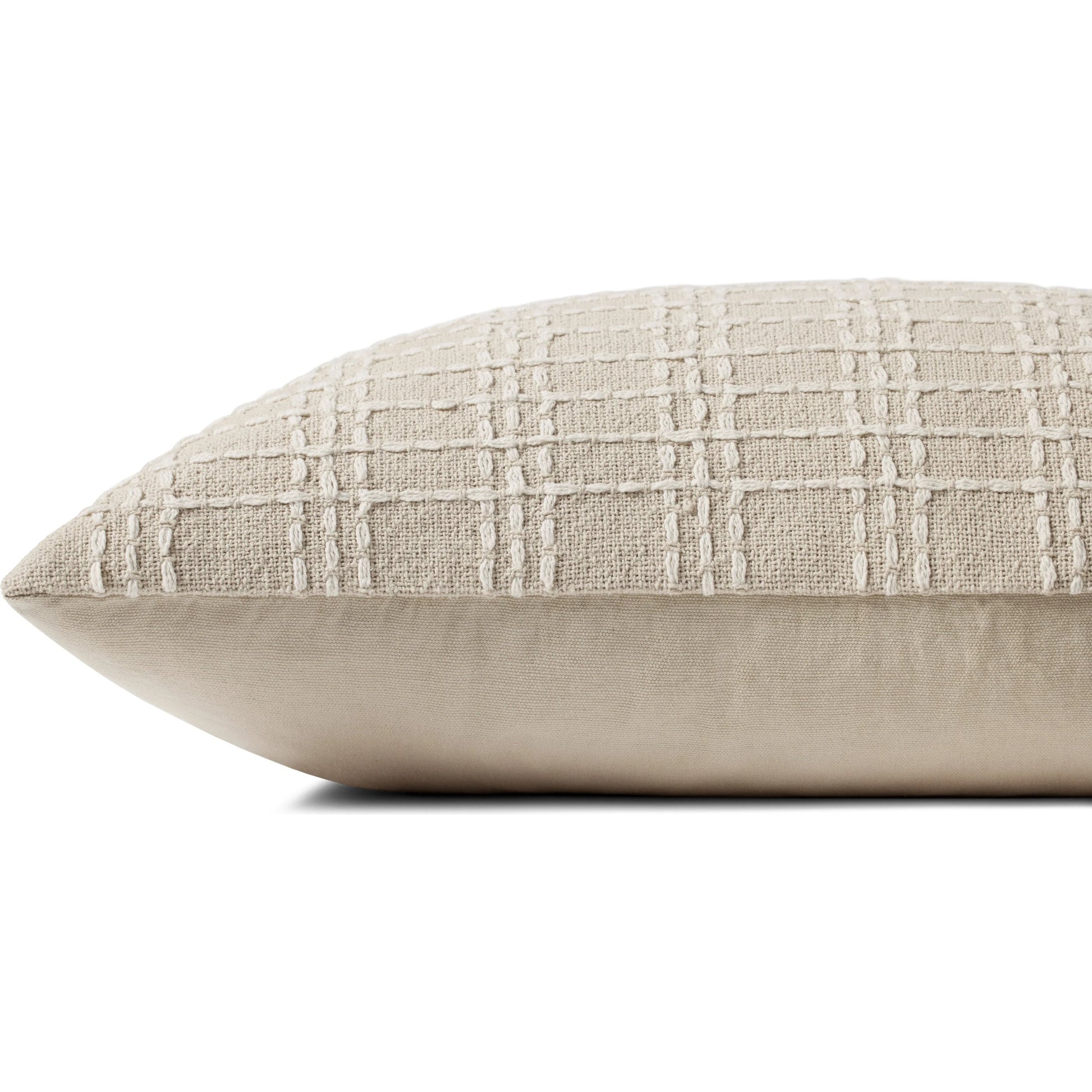 PJS0017 Beige Pillow by Jean Stoffer x Loloi in beige, ivory. Made from cotton, polyester in a transitional style.