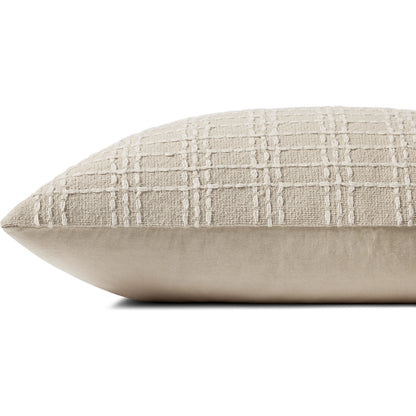 PJS0017 Beige Pillow by Jean Stoffer x Loloi in beige, ivory. Made from cotton, polyester in a transitional style.