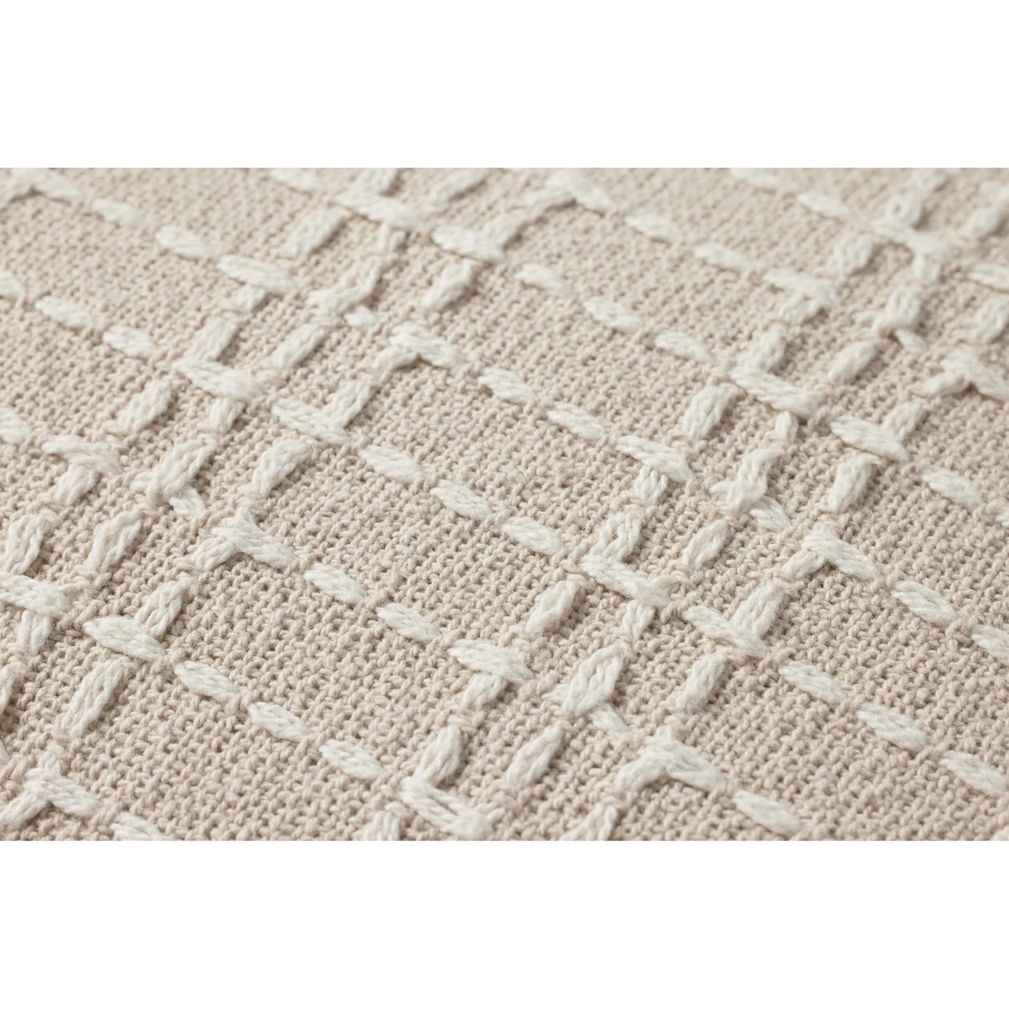 003 SI-2352081,SI-2352084 | Closeup | PJS0017 Beige Pillow by Jean Stoffer x Loloi in beige, ivory. Made from cotton, polyester in a transitional style.