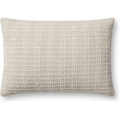 PJS0017 Beige Pillow by Jean Stoffer x Loloi in beige, ivory. Made from cotton, polyester in a transitional style.