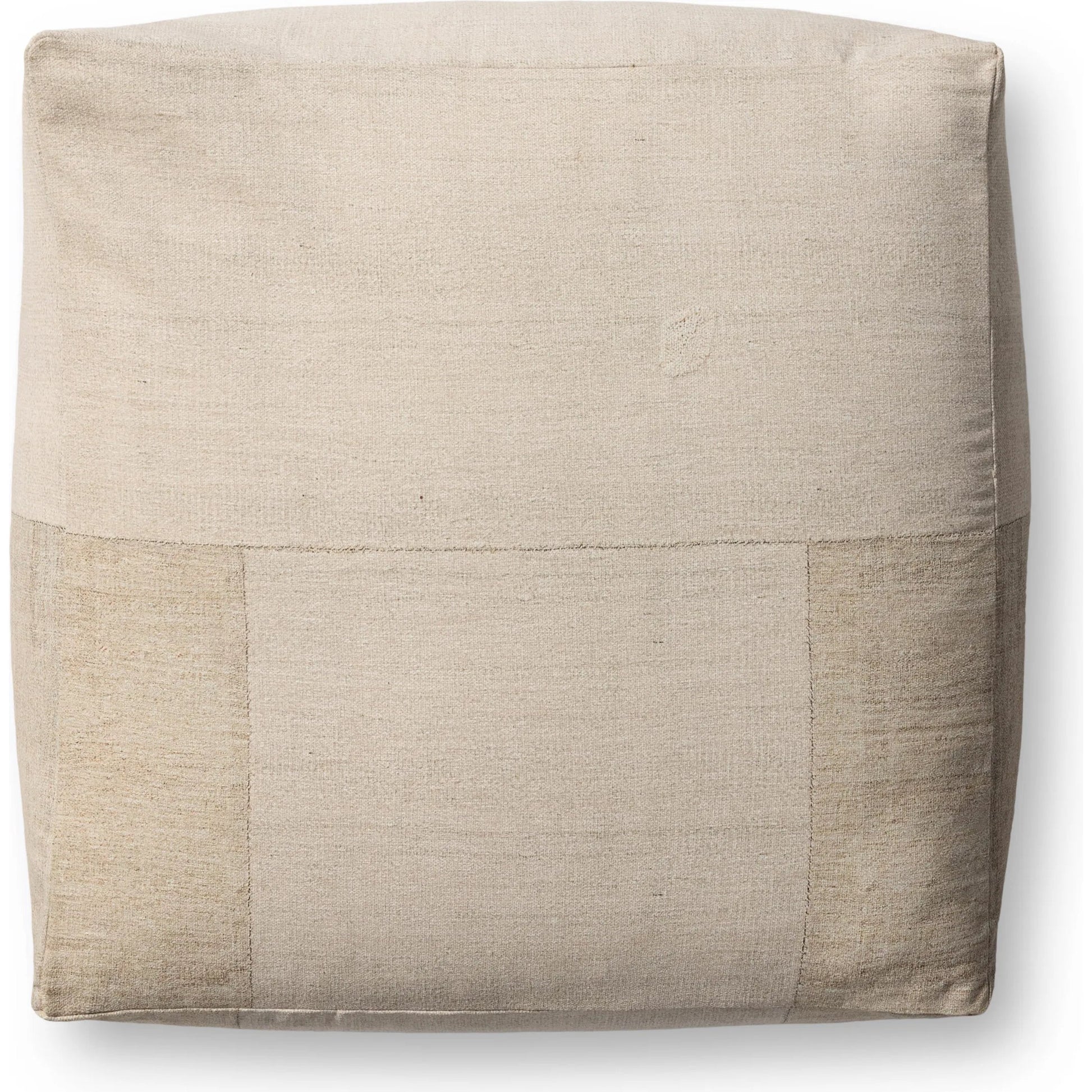 LPF0041 Pouf by Loloi in ivory. Made from polyester, cotton in a transitional style.