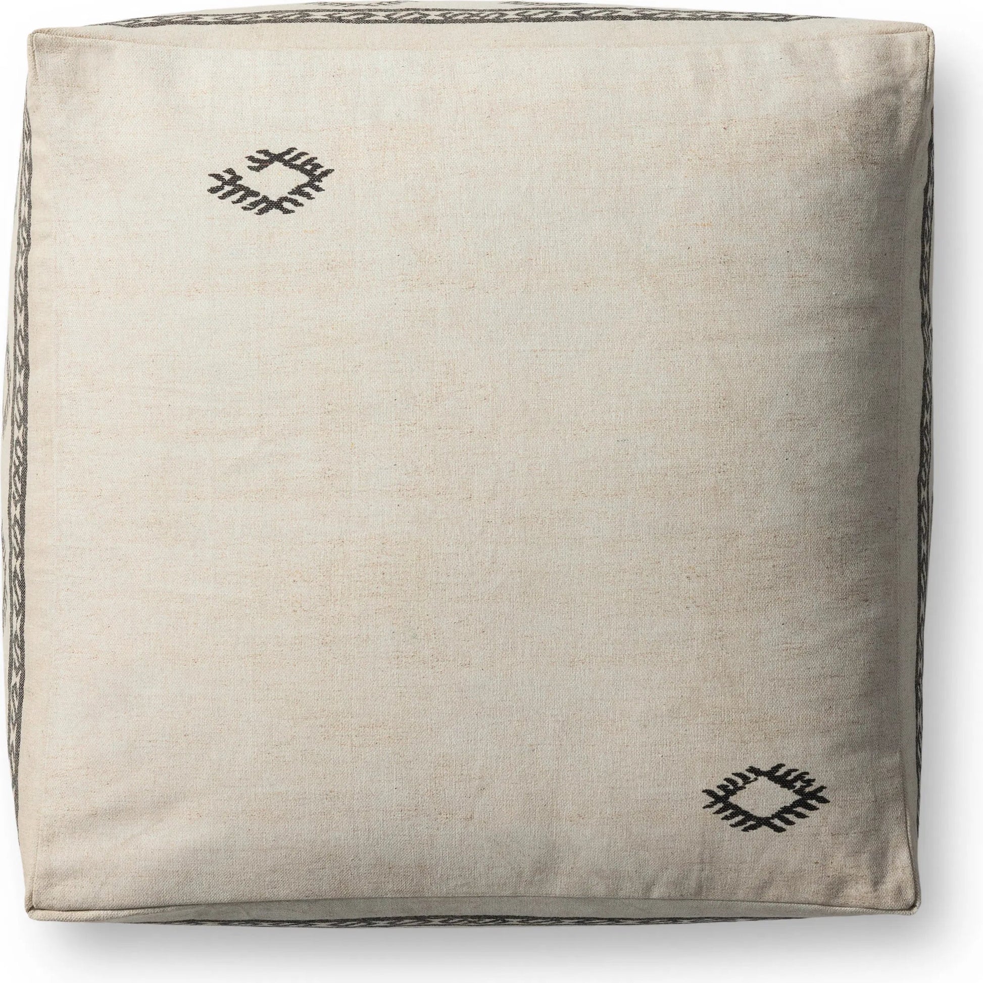 LPF0042 Pouf by Loloi in ivory, brown. Made from polyester, cotton in a rustic style.