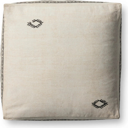 LPF0042 Pouf by Loloi in ivory, brown. Made from polyester, cotton in a rustic style.