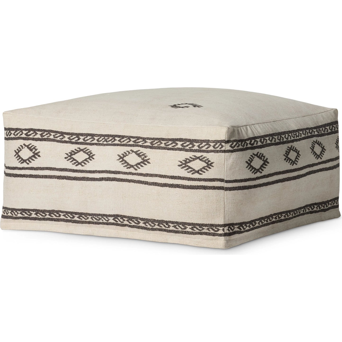 001 SI-2260043 | Primary Silo | LPF0042 Pouf by Loloi in ivory, brown. Made from polyester, cotton in a rustic style.