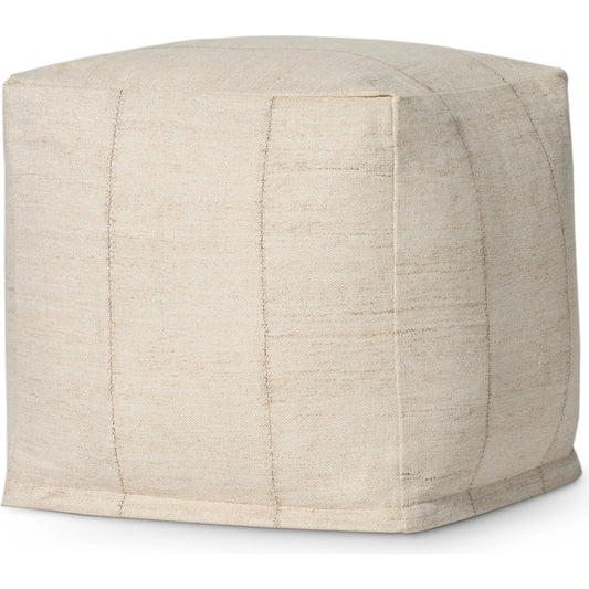 LPF0043 Pouf by Loloi in ivory. Made from polyester, cotton in a unique style.