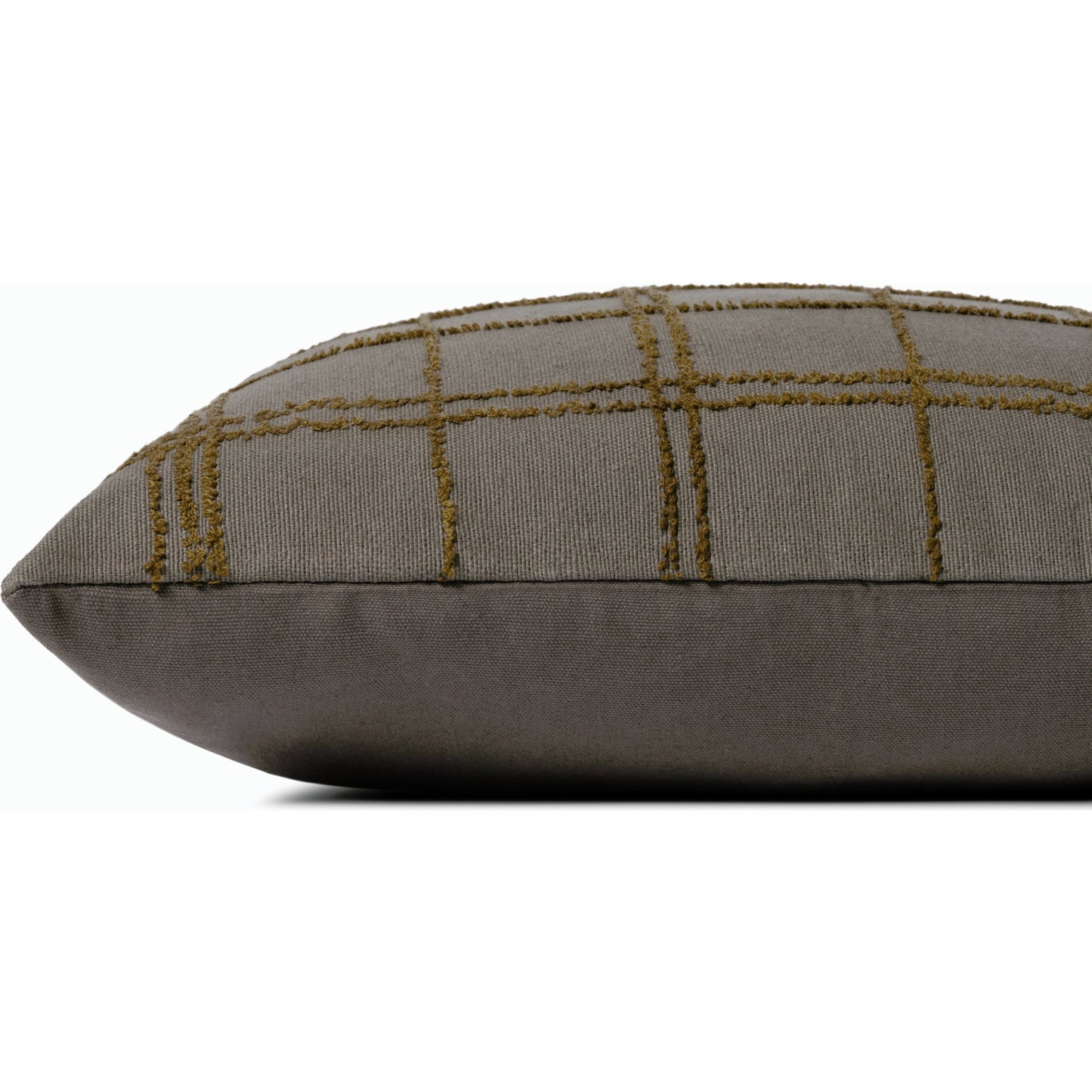 002 SI-2159862,SI-2159863 | Closeup | PJS0010 Pillow by Jean Stoffer x Loloi in charcoal, olive. Made from cotton, acrylic in a modern style.
