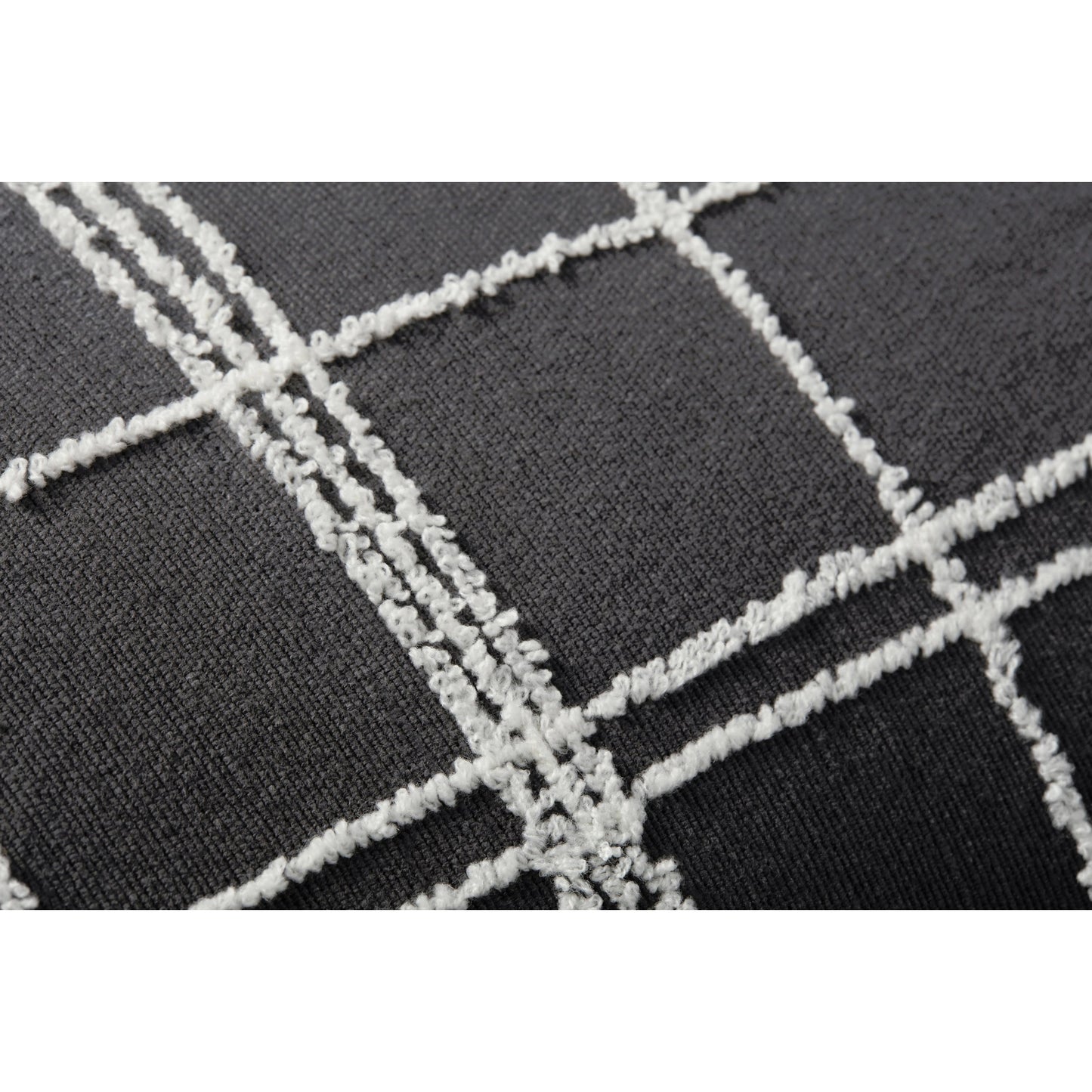 002 SI-2159866,SI-2159867 | Closeup | PJS0012 Pillow by Jean Stoffer x Loloi in graphite, ivory. Made from cotton, acrylic in a modern style.