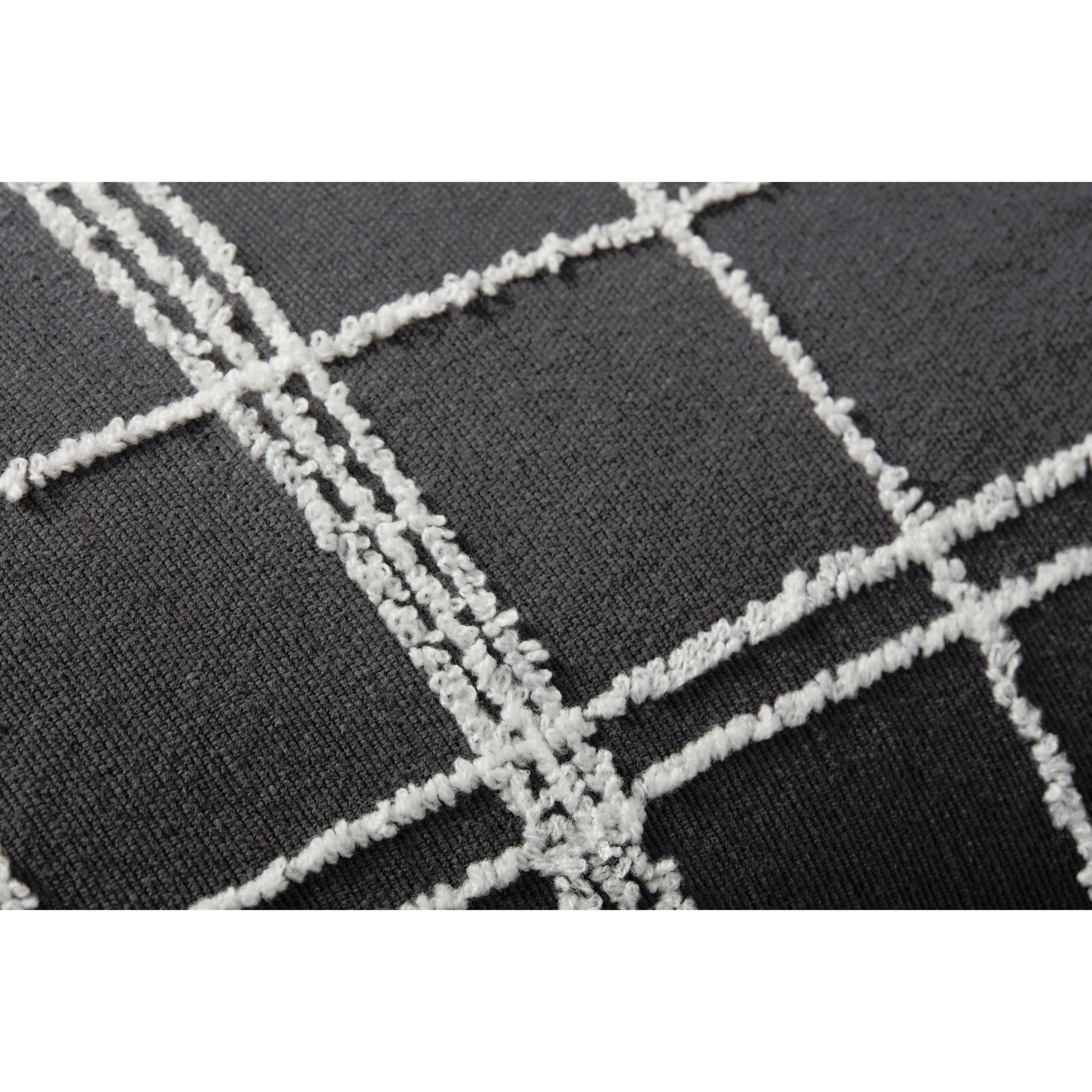 PJS0012 Pillow by Jean Stoffer x Loloi in graphite, ivory. Made from cotton, acrylic in a modern style.