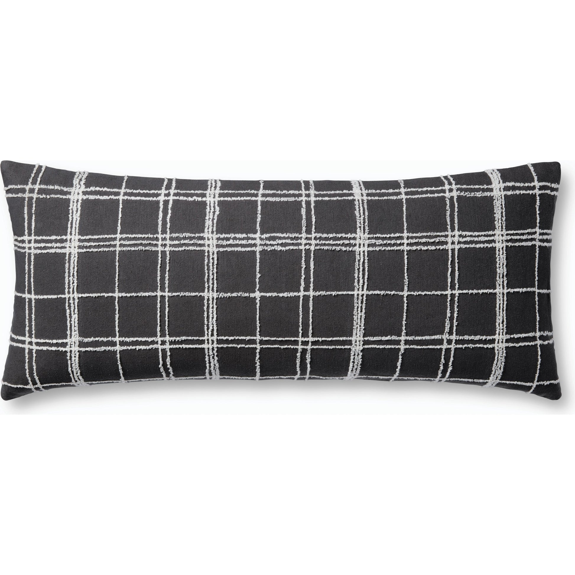 PJS0012 Pillow by Jean Stoffer x Loloi in graphite, ivory. Made from cotton, acrylic in a modern style.